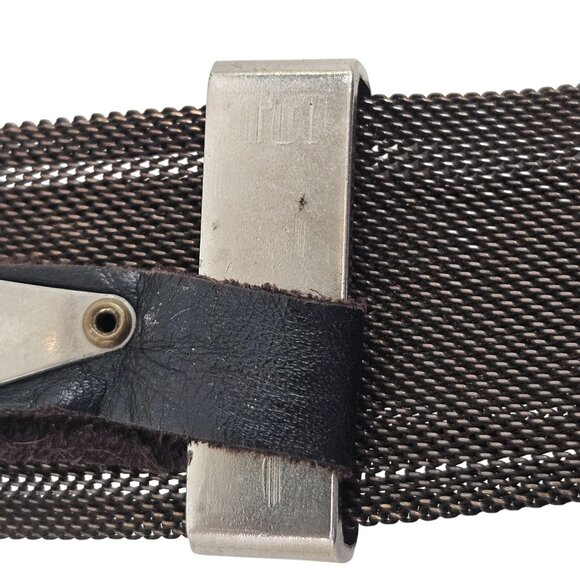 Metal Show Womens Belt Statement Brown Wide Mesh Floral Pattern Silver Buckle - Picture 8 of 8